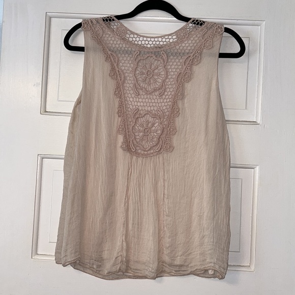 Tops - Small Carla Conti made in Italy crochet 100% silk sleeveless blouse tanktop top
